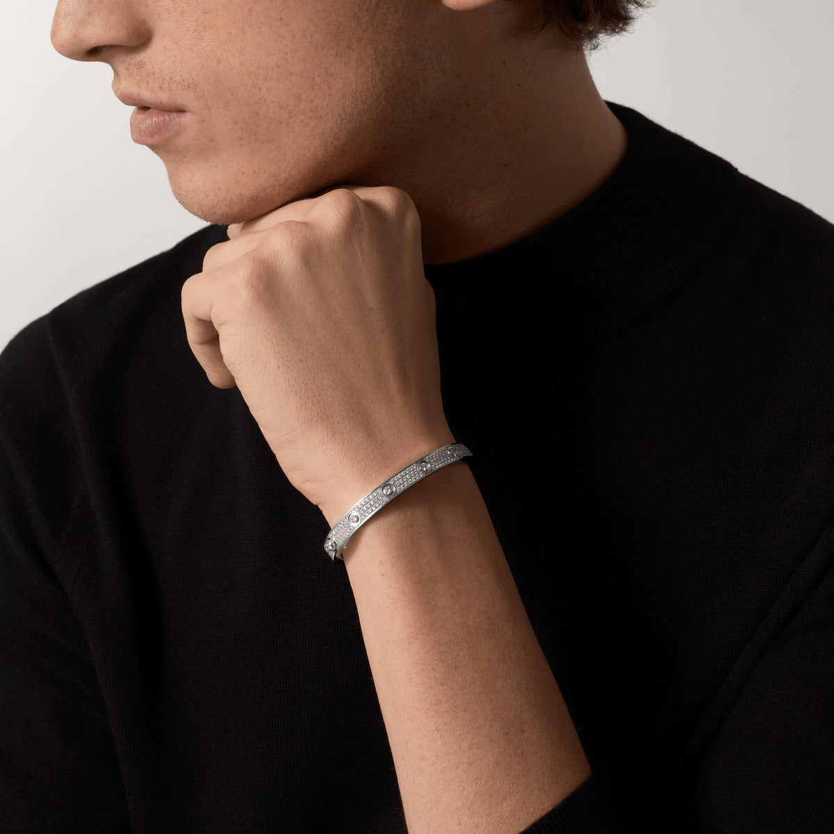 [Cyra]  LOVE ARMBAND 6,1 MM MIT DIAMANT-PAVÉ 10 GROSSE DIAMANTEN