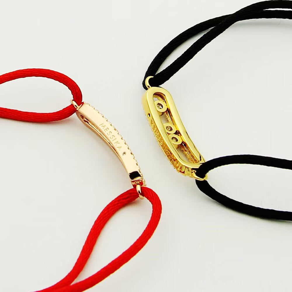 [Cyra] Messika Care(s) Armband aus rosafarbenem Kordel mit Pavé-Besatz