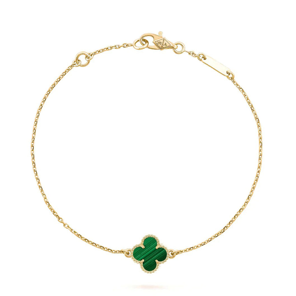 [Cyra]  CLOVER BRACELET MALACHITE 1 MOTIF