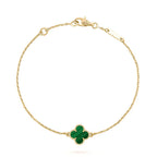 [Cyra]  CLOVER BRACELET MALACHITE 1 MOTIF