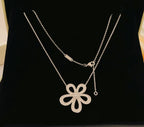 [Cyra] Große BLUMEN Silber DIAMANT-HALSKETTE