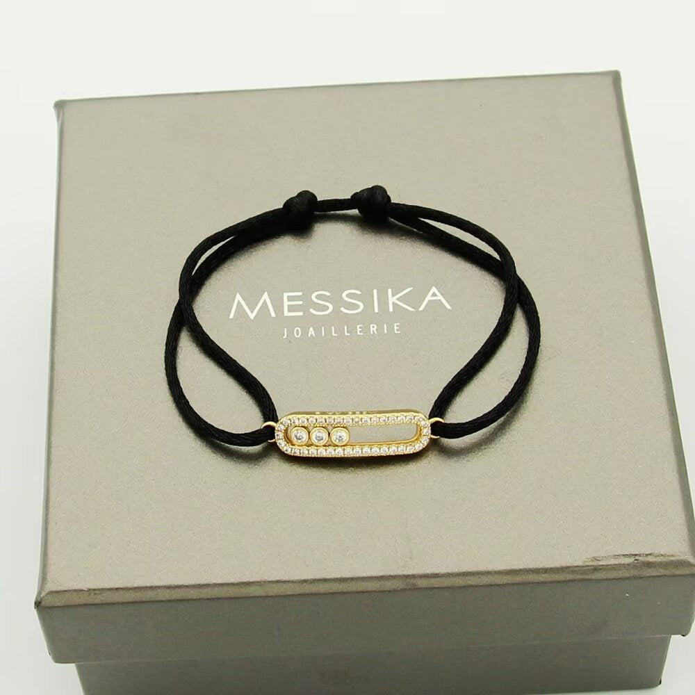 [Cyra] Messika Care(s) Armband aus rosafarbenem Kordel mit Pavé-Besatz