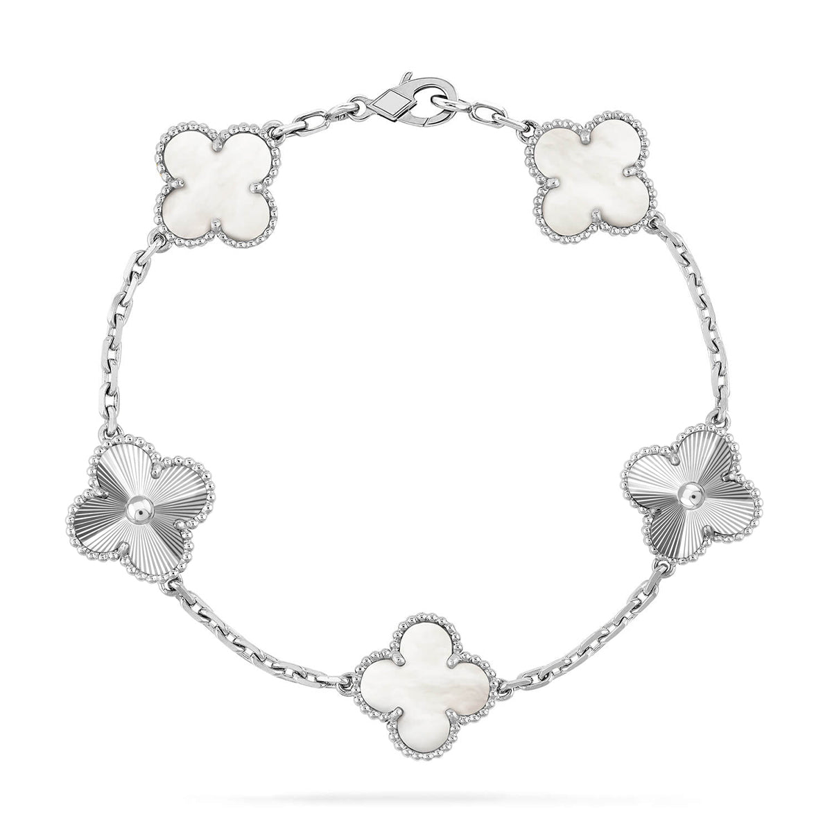 [Cyra] New CLOVER WHITE PEARL MOP 5 MOTIF BRACELET COLLECTION