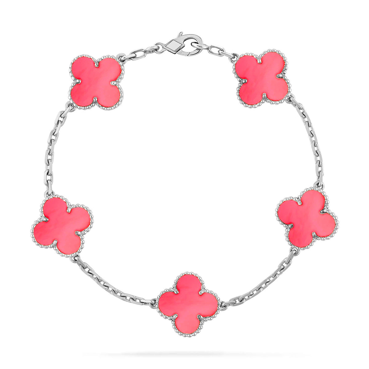 [Cyra] 新作 CLOVER 5 MOTIFS PINK MOP ブレスレット コレクション