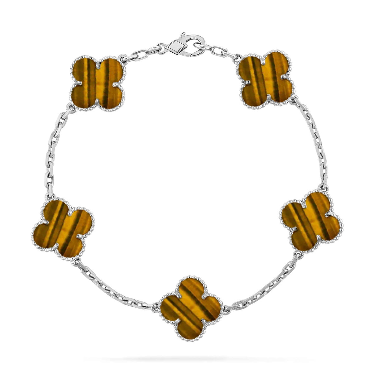 [Cyra] New  CLOVER 5 MOTIFS TIGER EYE BRACELET COLLECTION