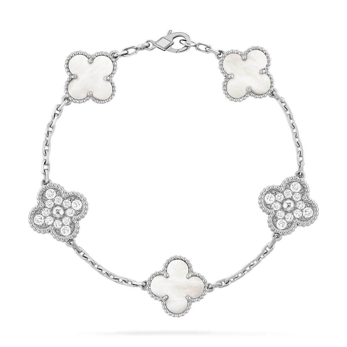[Cyra] New CLOVER WHITE PEARL MOP 5 MOTIF BRACELET COLLECTION