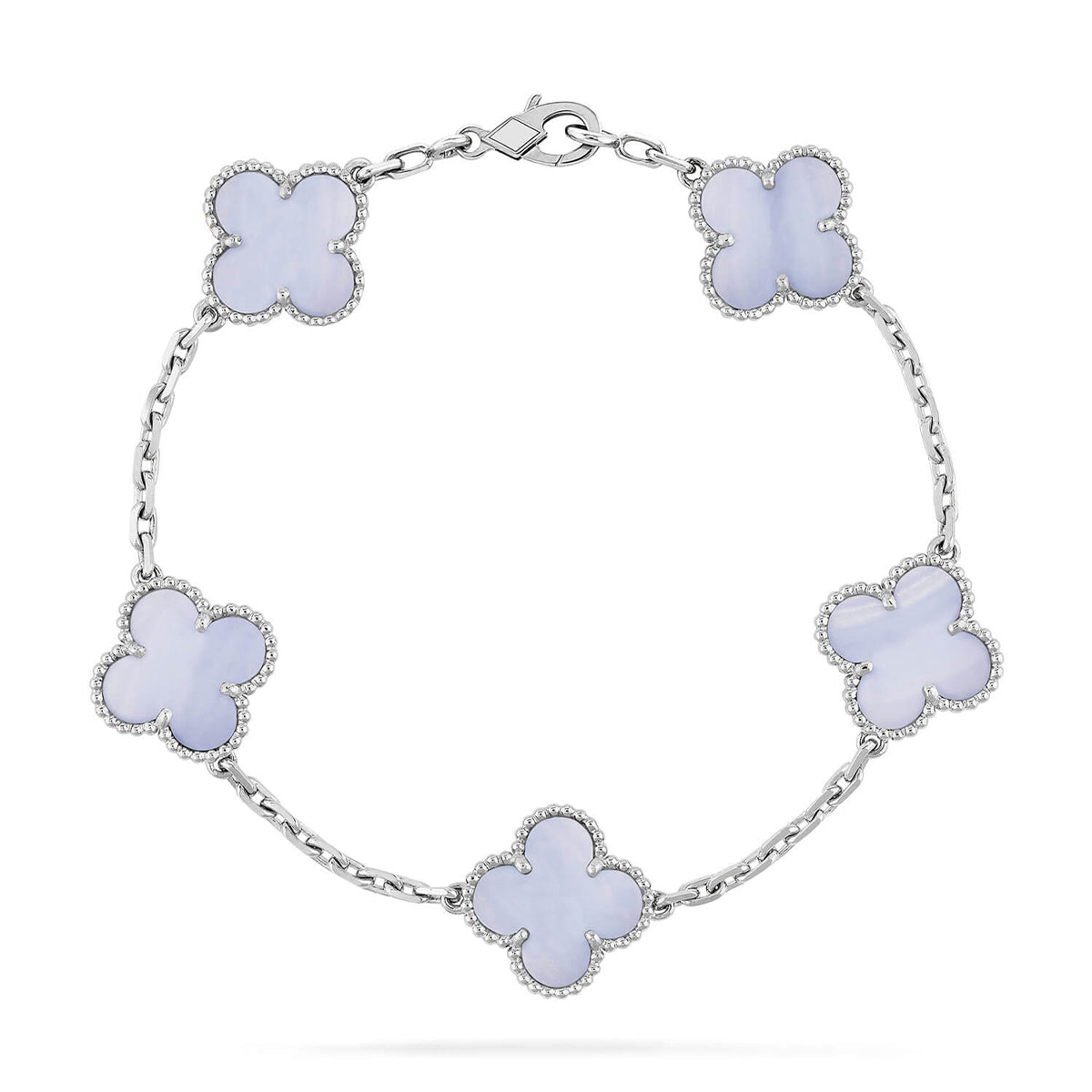 [Cyra] New  CLOVER 5 MOTIF PURPLE CHALCEDONY BRACELET COLLECTION