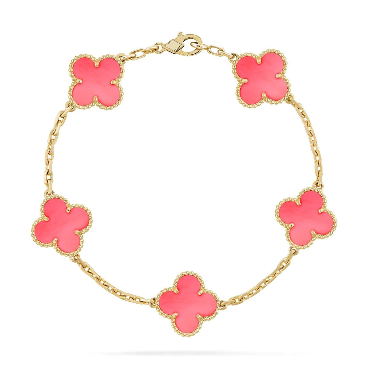 [Cyra] 新作 CLOVER 5 MOTIFS PINK MOP ブレスレット コレクション