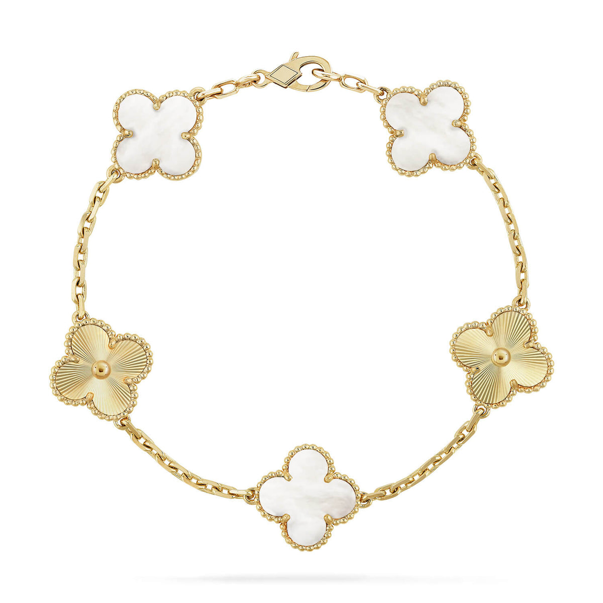 [Cyra] New CLOVER WHITE PEARL MOP 5 MOTIF BRACELET COLLECTION