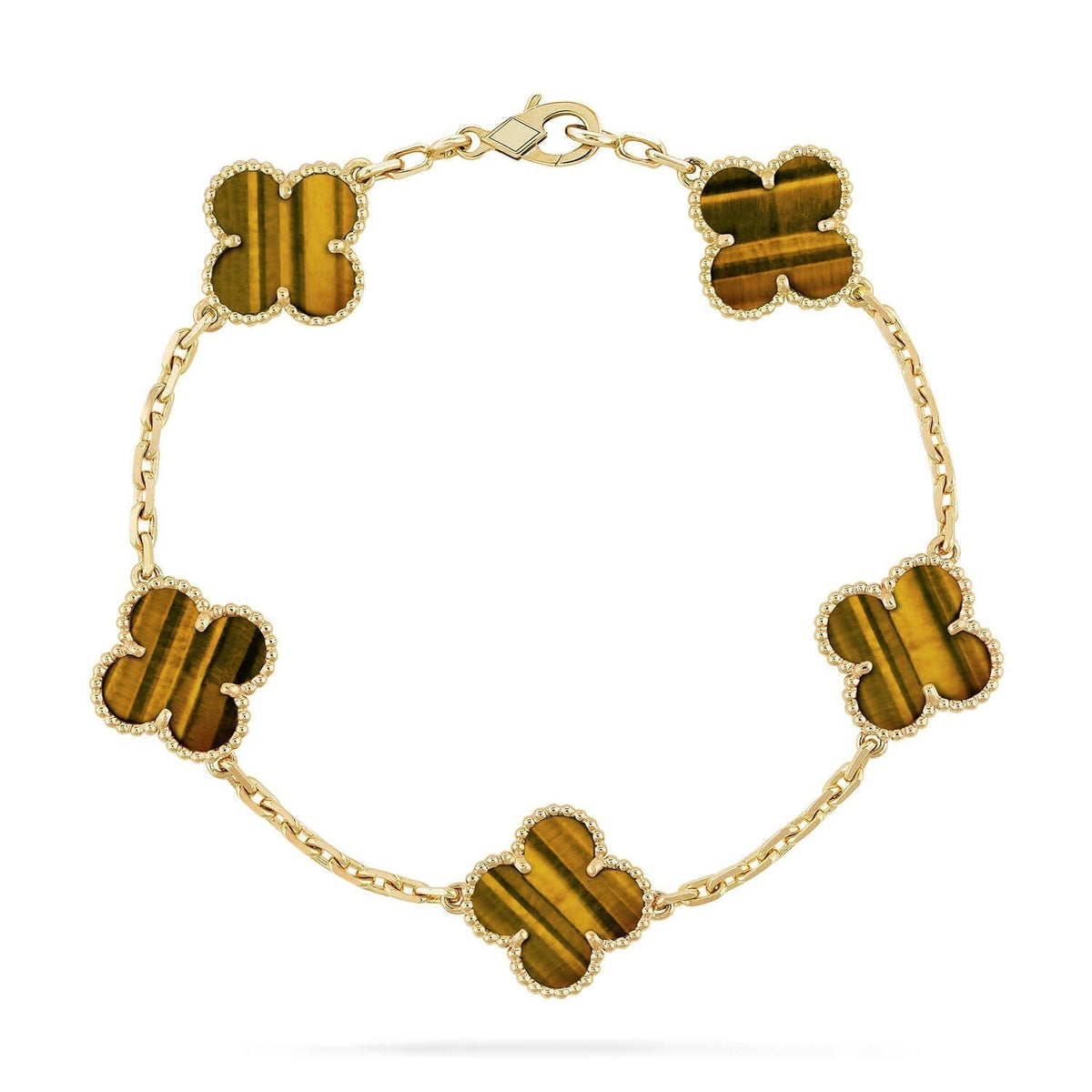 [Cyra] New  CLOVER 5 MOTIFS TIGER EYE BRACELET COLLECTION