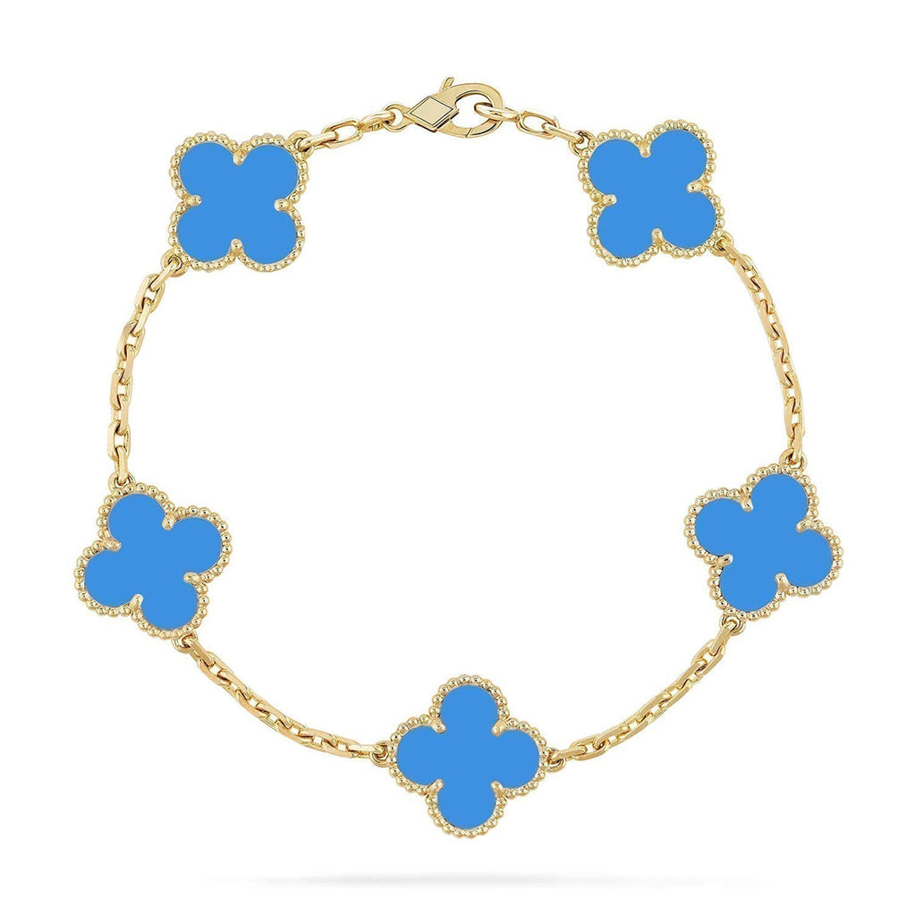 [Cyra] Neue CLOVER 5 MOTIF BLAUER ACHAT ARMBAND-KOLLEKTION
