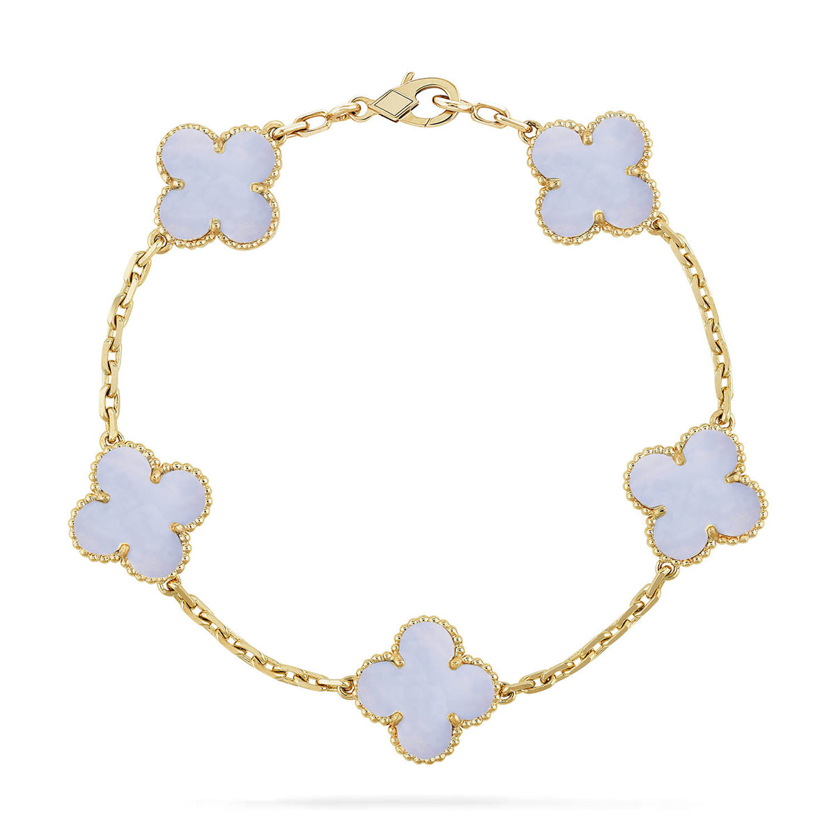 [Cyra] New  CLOVER 5 MOTIF PURPLE CHALCEDONY BRACELET COLLECTION
