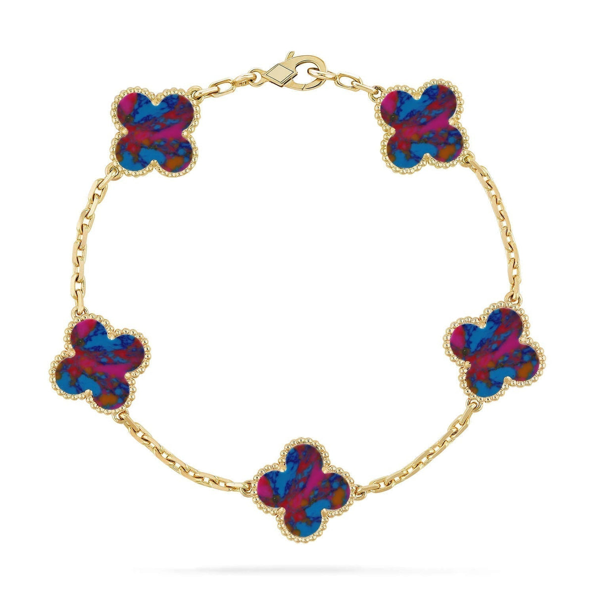 [Cyra] New CLOVER 5 MOTIF COLOR GEMSTONES BRACELET COLLECTION