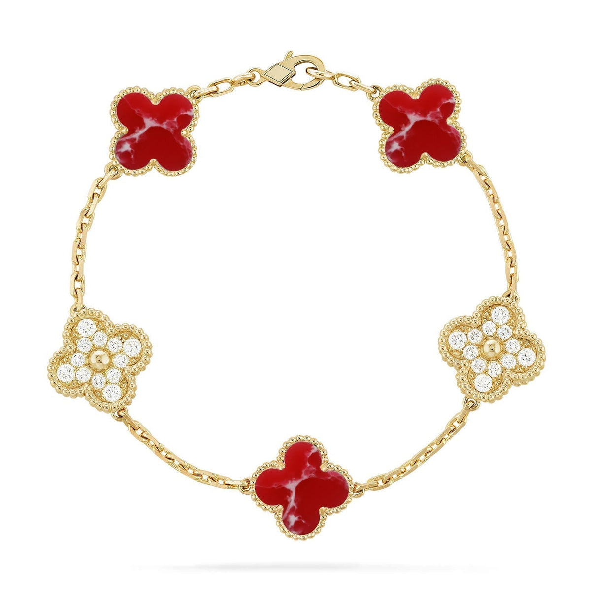 [Cyra] New CLOVER 5 MOTIF RED PATTERN BRACELET COLLECTION