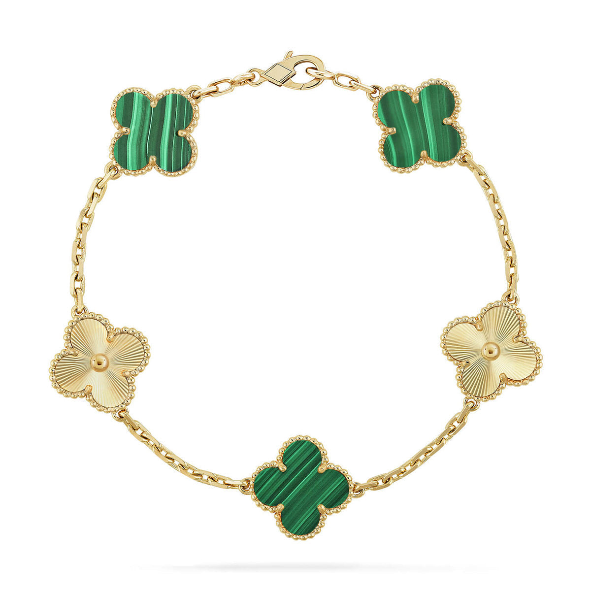 [Cyra] New  CLOVER 5 MOTIF MALACHITE BRACELET COLLECTION