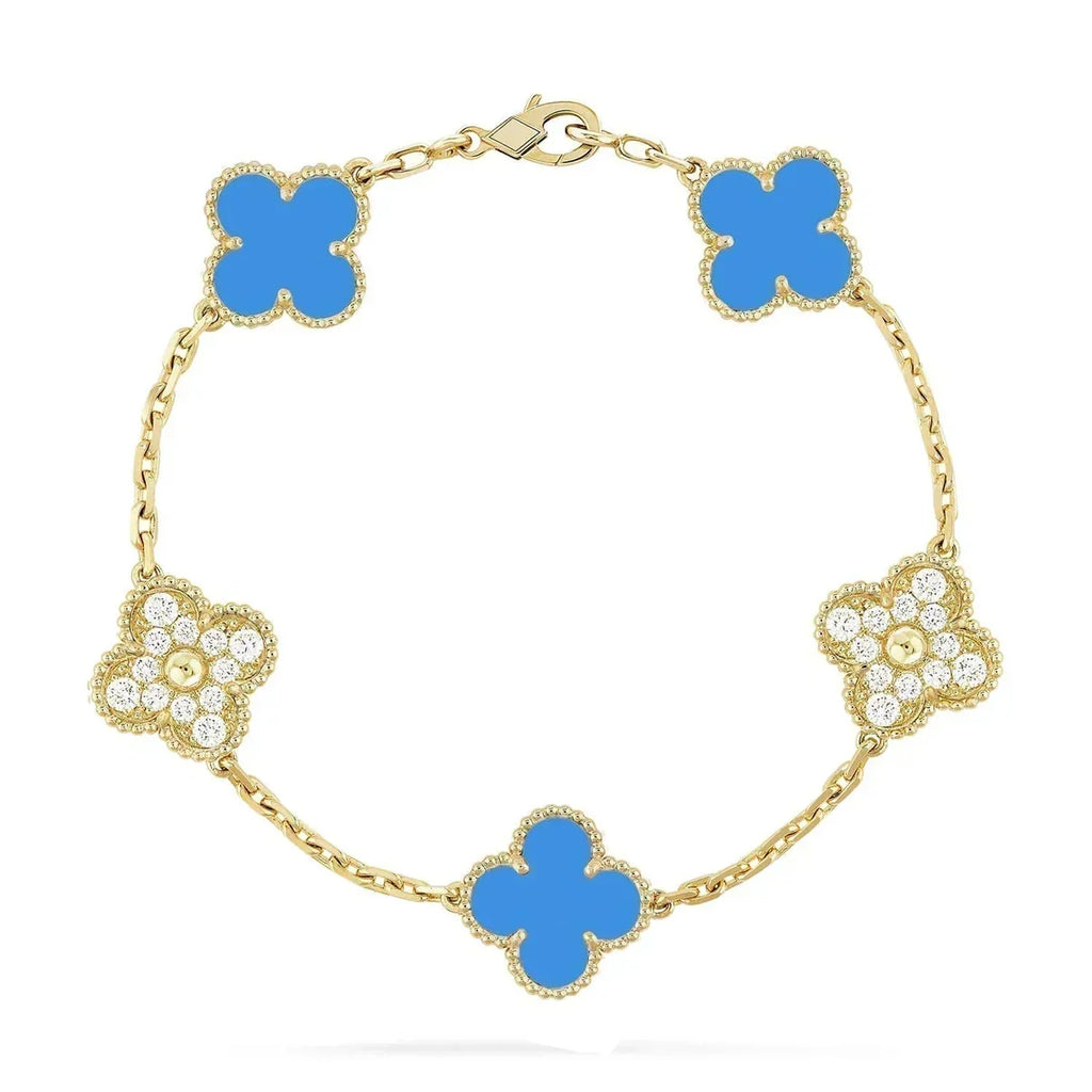 [Cyra] Neue CLOVER 5 MOTIF BLAUER ACHAT ARMBAND-KOLLEKTION