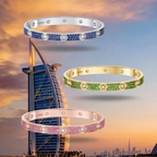 [Cyra]  2026 PAVE GEMSTONE LOVE BRACELET 6.1MM 10 DIAMONDS