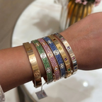 [Cyra]  2026 PAVE GEMSTONE LOVE BRACELET 6.1MM 10 DIAMONDS