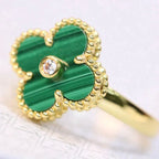 [Cyra]  CLOVER MALACHITE RING GOLD DIAMOND
