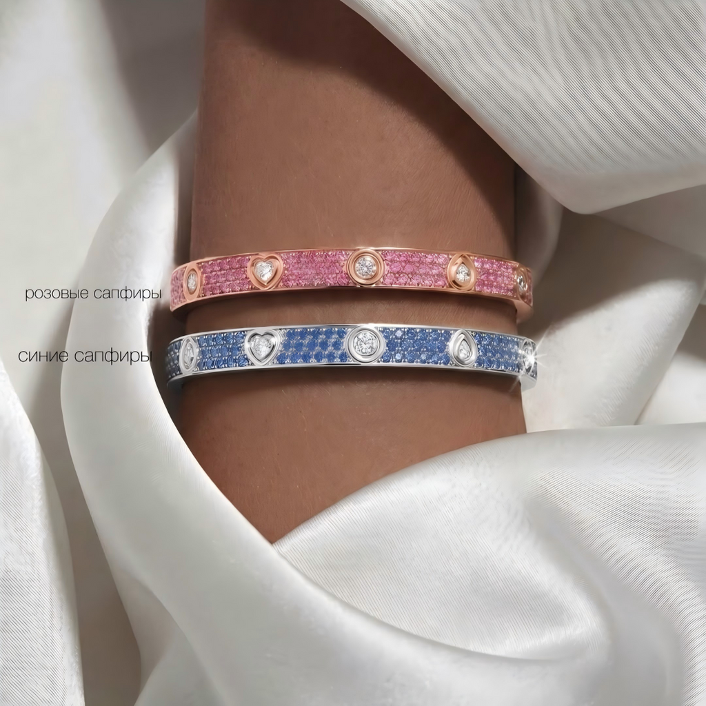 [Cyra]  2026 PAVE GEMSTONE LOVE BRACELET 6.1MM 10 DIAMONDS
