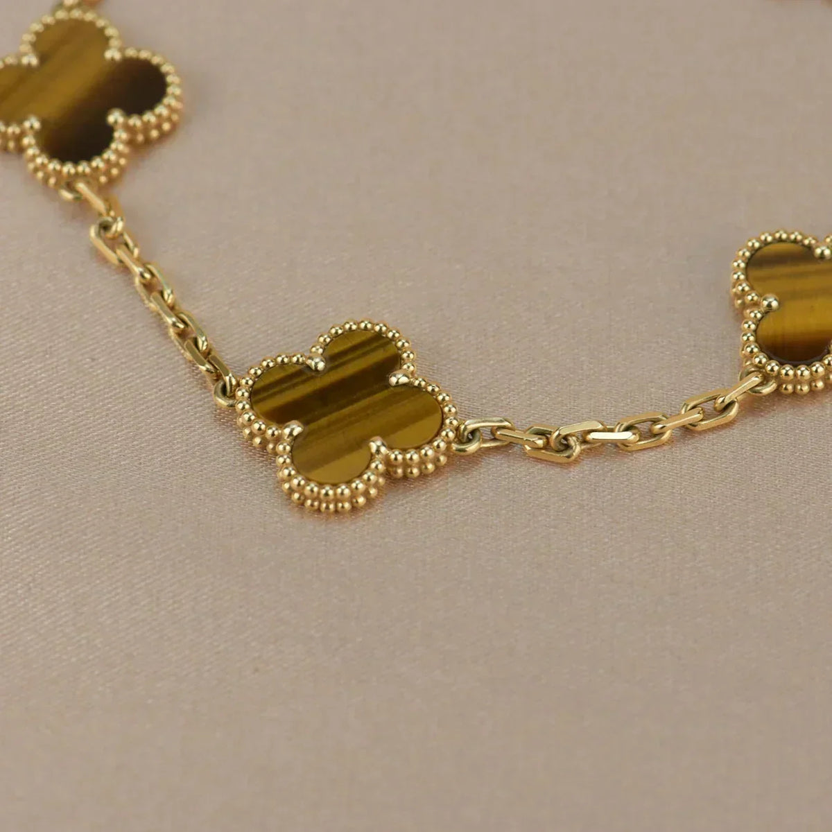 [Cyra] New  CLOVER 5 MOTIFS TIGER EYE BRACELET COLLECTION