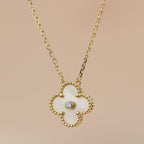 [Cyra]  CLOVER 15MM DIAMOND GOLD MOTHER OF PEARL NECKLACE