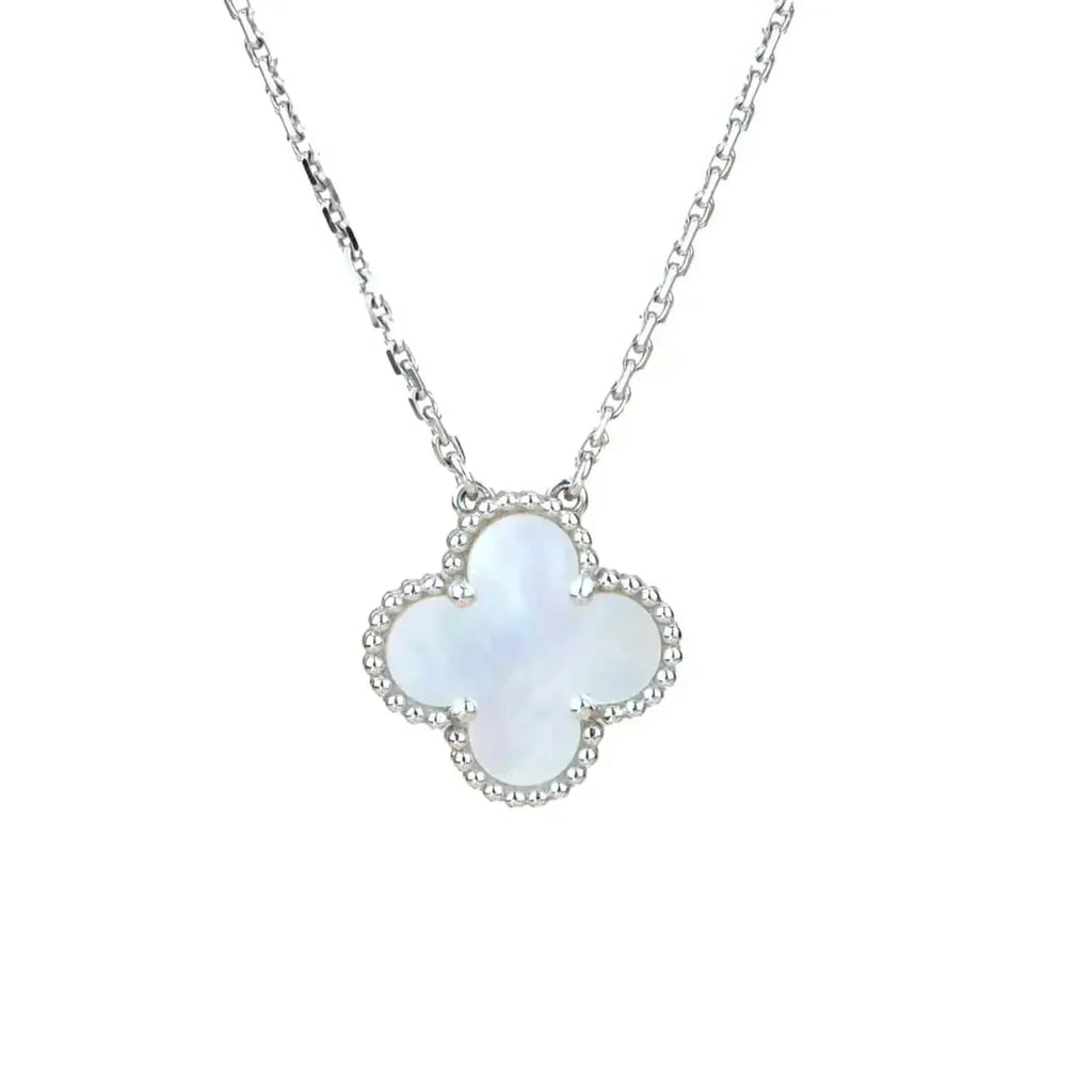 [Cyra]  CLOVER  15MM WHITE MOTHER-OF-PEARL SILVER