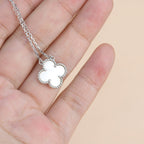 [Cyra]  CLOVER  15MM WHITE MOTHER-OF-PEARL SILVER