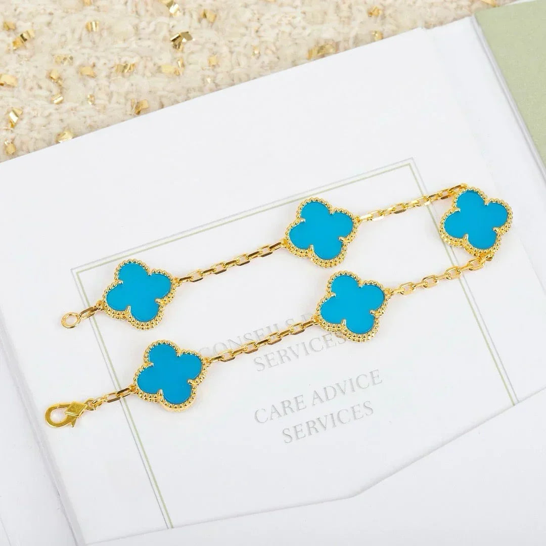 [Cyra] New  CLOVER 5 MOTIF TURQUOISE BRACELET COLLECTION