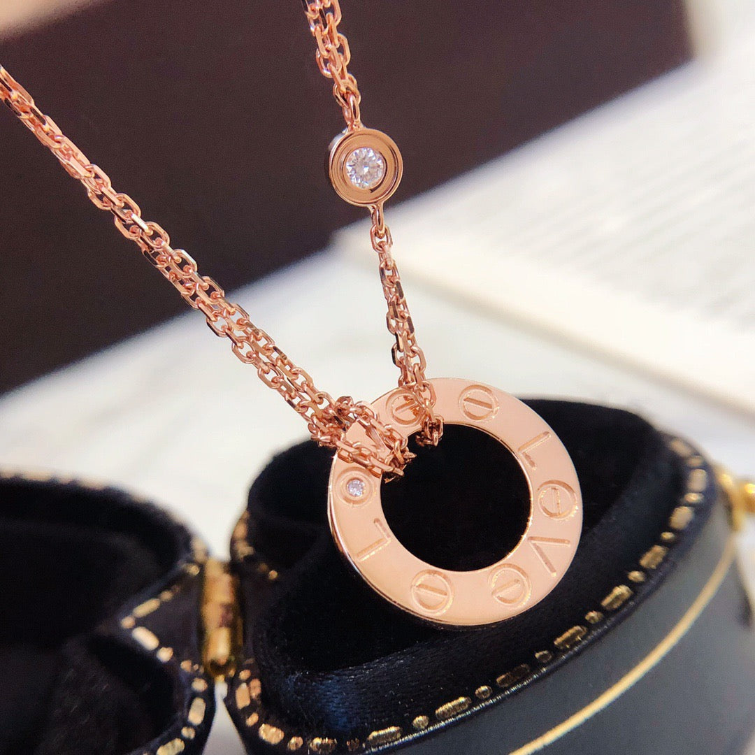 [Cyra]  LOVE NECKLACE 16MM 2 DIAMONDS
