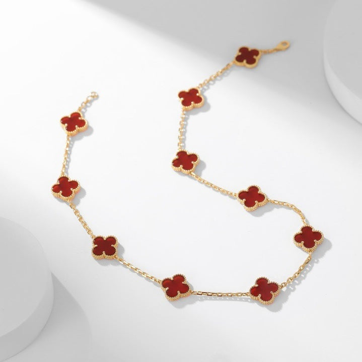 [Cyra]  CLOVER 10 MOTIFS CARNELIAN NECKLACE
