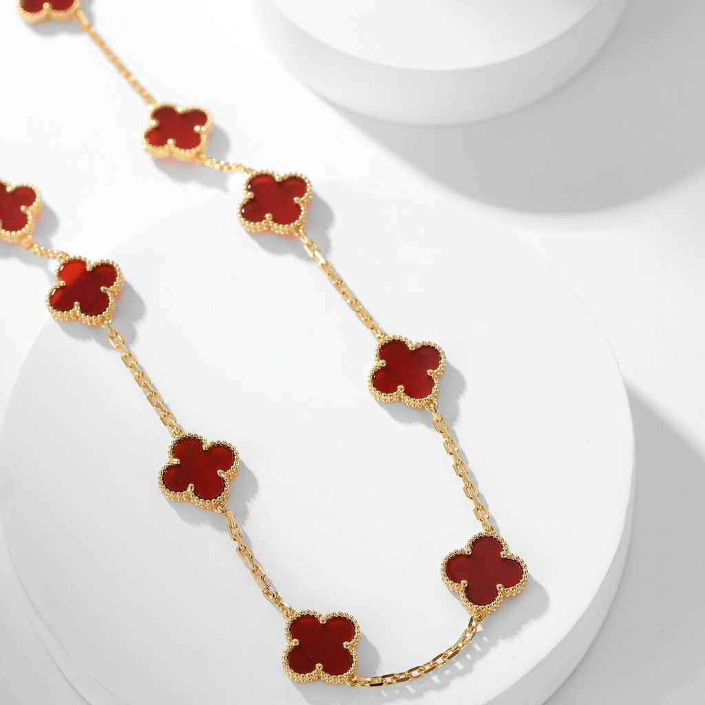[Cyra]  CLOVER 10 MOTIFS CARNELIAN NECKLACE