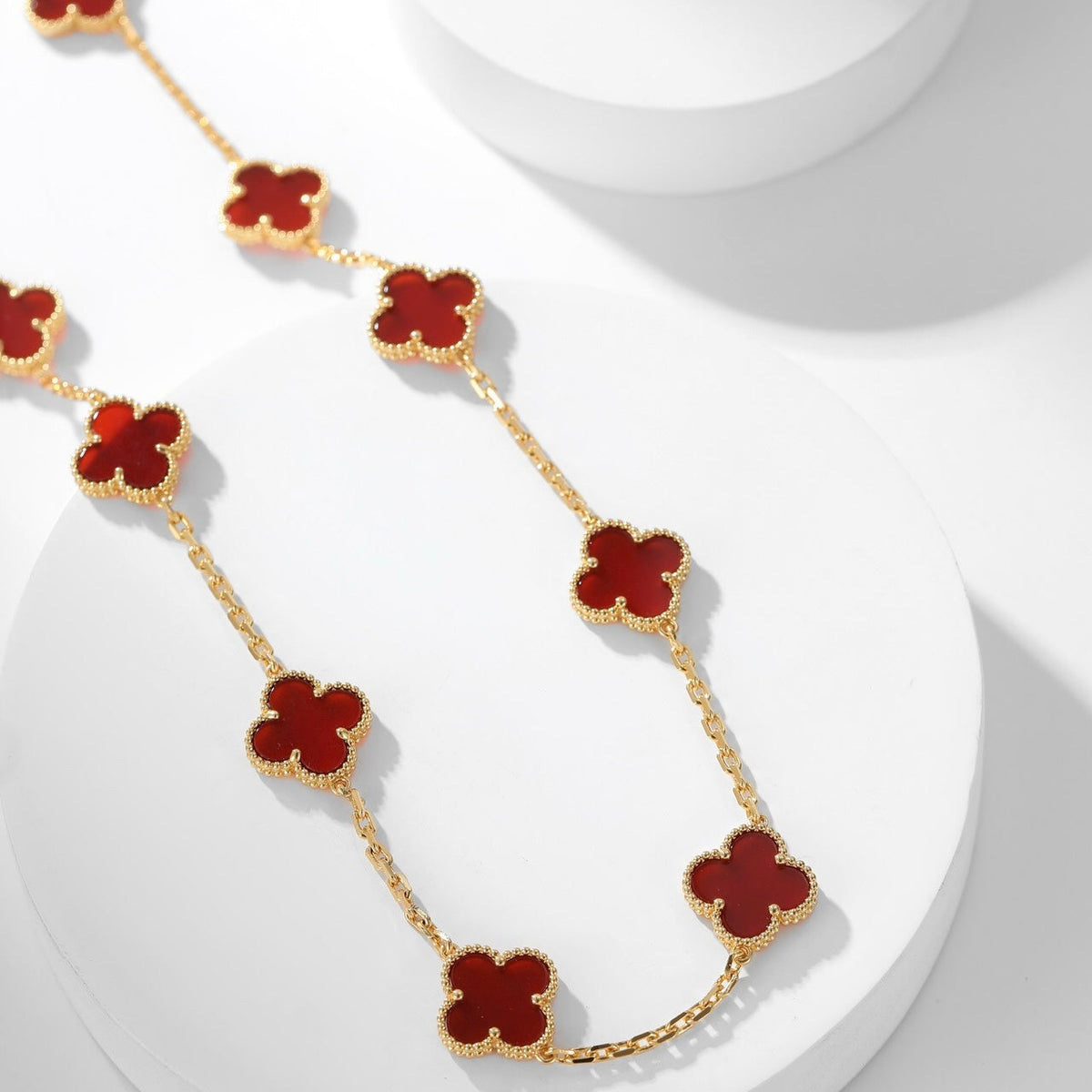 [Cyra]  CLOVER 10 MOTIFS CARNELIAN NECKLACE