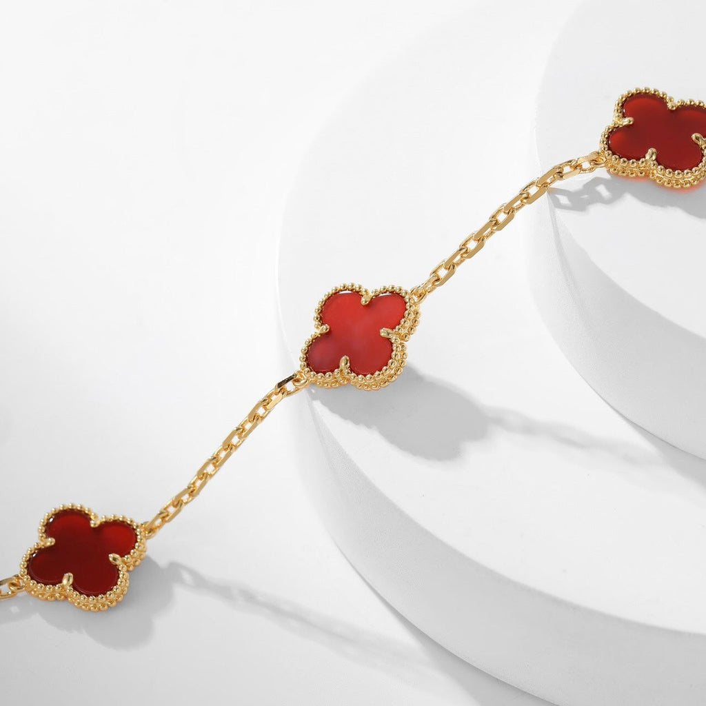 [Cyra]  CLOVER 10 MOTIFS CARNELIAN NECKLACE