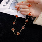 [Cyra]  CLOVER 10 MOTIFS CARNELIAN NECKLACE