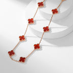 [Cyra]  CLOVER 10 MOTIFS CARNELIAN NECKLACE
