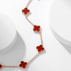 [Cyra]  CLOVER 10 MOTIFS CARNELIAN NECKLACE
