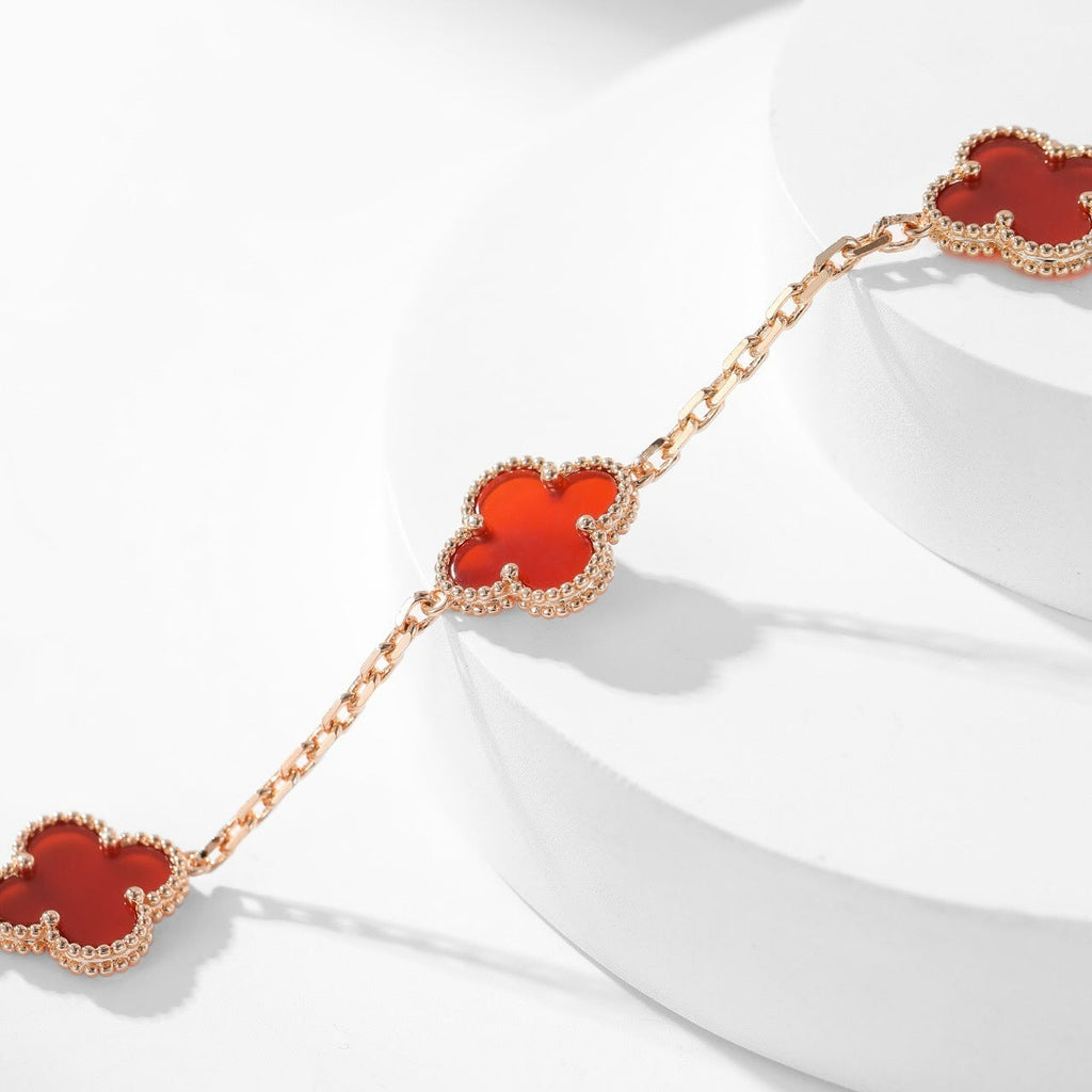 [Cyra]  CLOVER 10 MOTIFS CARNELIAN NECKLACE