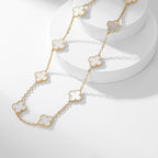 [Cyra]  CLOVER 10 MOTIFS WHITE MOTHER OF PEARL NECKLACE