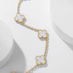 [Cyra]  CLOVER 10 MOTIFS WHITE MOTHER OF PEARL NECKLACE