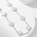 [Cyra]  CLOVER 10 MOTIFS WHITE MOTHER OF PEARL NECKLACE