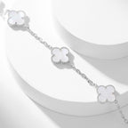 [Cyra]  CLOVER 10 MOTIFS WHITE MOTHER OF PEARL NECKLACE