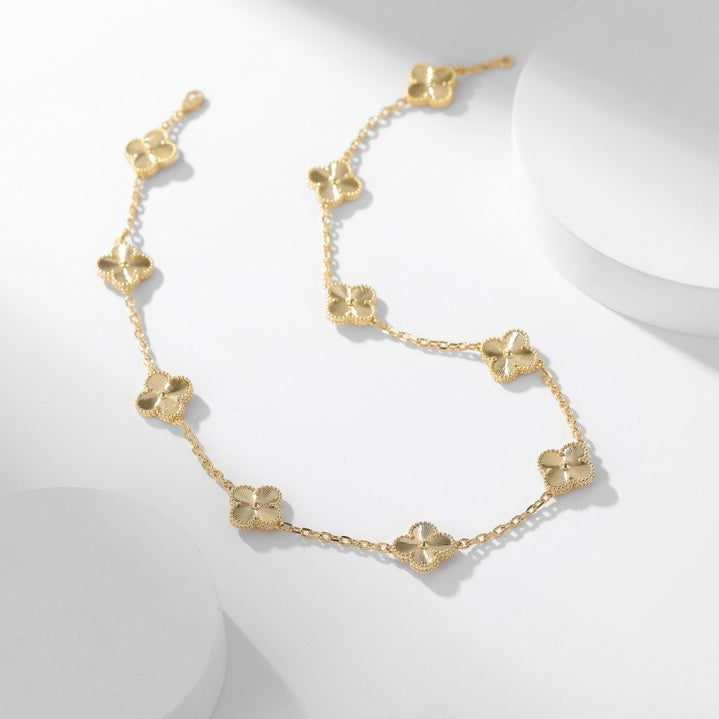 [Cyra]  CLOVER 10 MOTIFS LASER NECKLACE