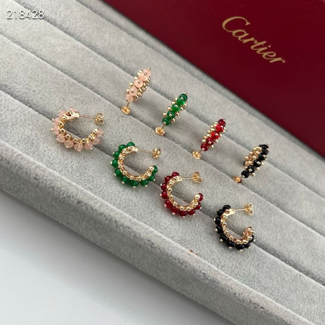 [Cyra]  NEW COLORED GEMSTONE COLLECTION SMALL HOOP EARRINGS