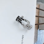 [Cyra]  FORCE LARGE HORSESHOE BLACK WHITE DIAMOND BRACELET SILVER