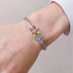 [Cyra]  FORC LARGE HORSESHOE  COLORED DIAMOND BRACELET SILVER