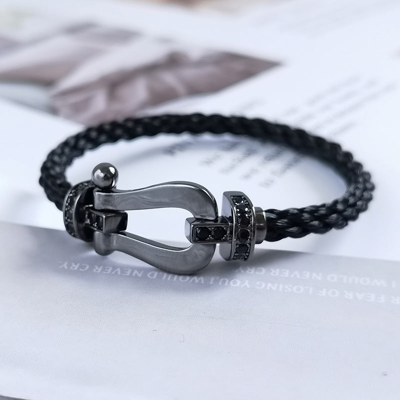 [Cyra] FORCE LARGE SERIE HUFEISEN-ARMBAND SCHWARZ SAMURAI