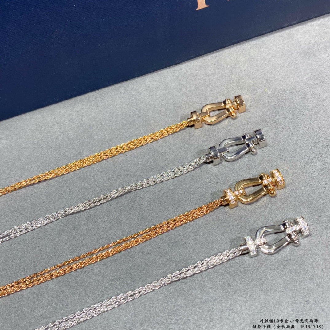 [Cyra]  FORCE SMALL HORSESHOE  DIAMOND CHAIN ROPE BRACELET