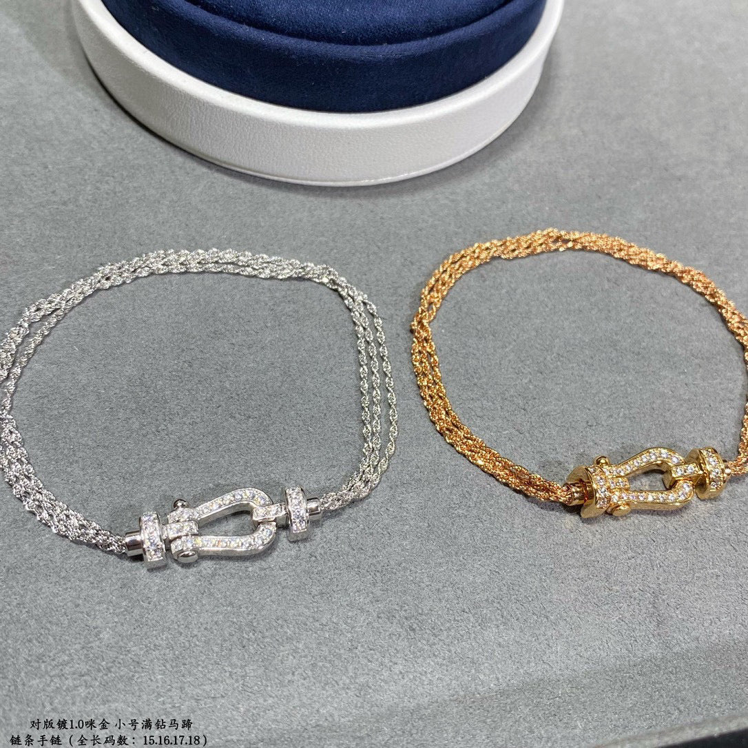 [Cyra]  FORCE SMALL HORSESHOE  DIAMOND CHAIN ROPE BRACELET