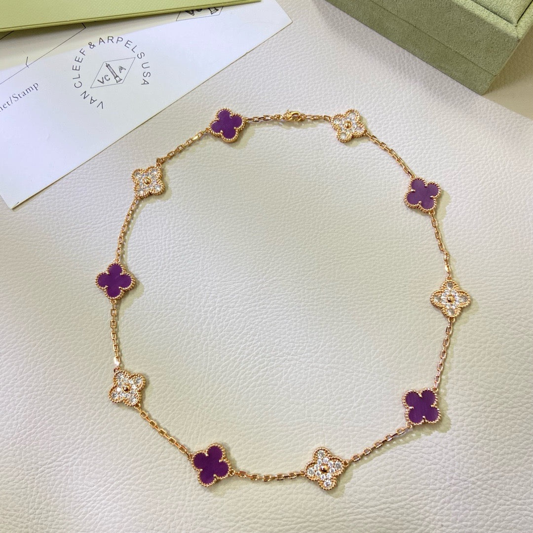 [Cyra] CLOVER 10 MOTIVE VIOLETTES DIAMANT-COLLIER